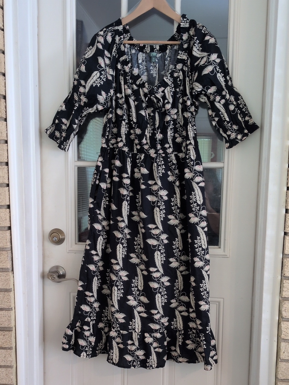 TeBlue Floral Cotton Dress 0X (14W) Cottagecore Early Fall Staple Wardrobe